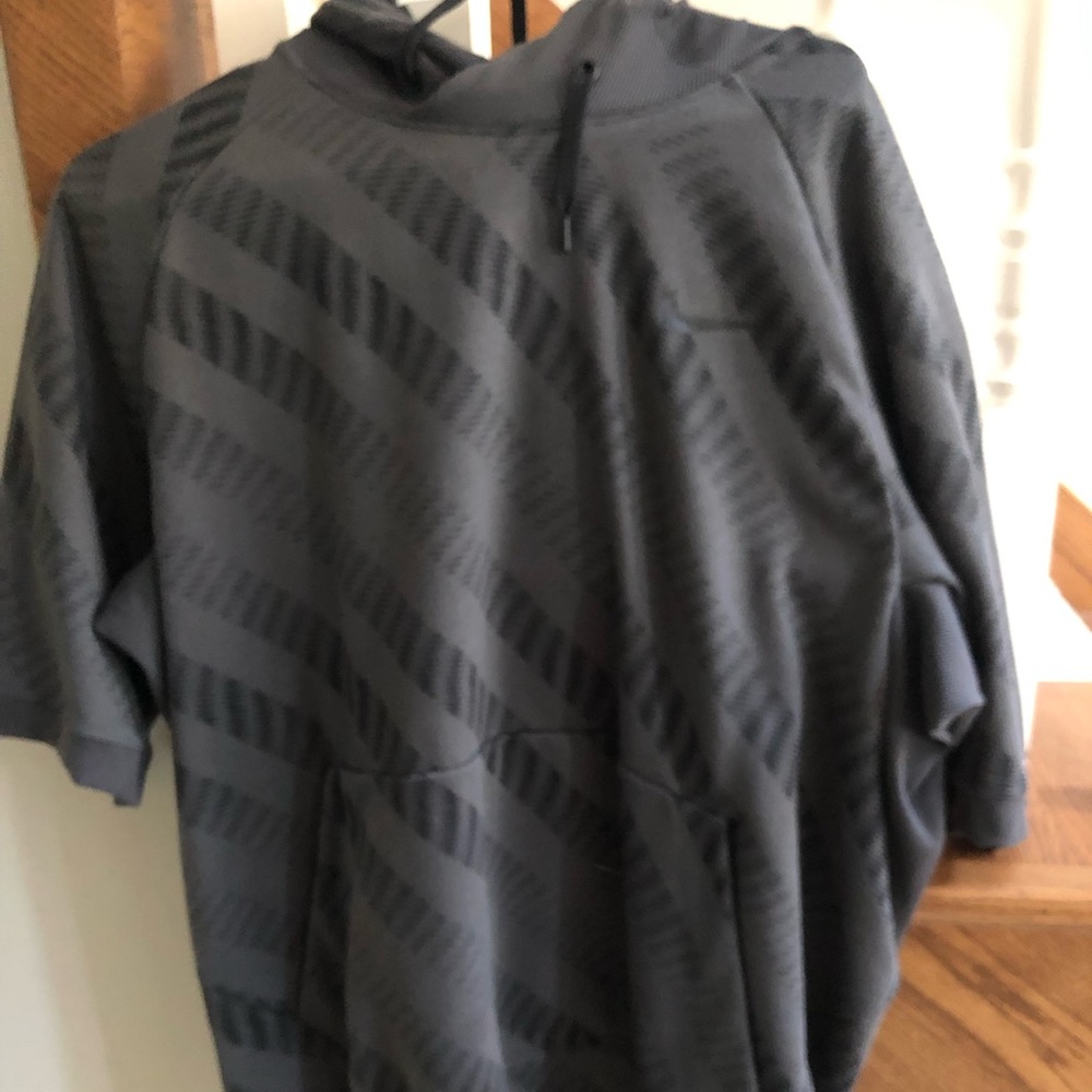 Nike sweatshirt.  Grey and black. Short sleeved.